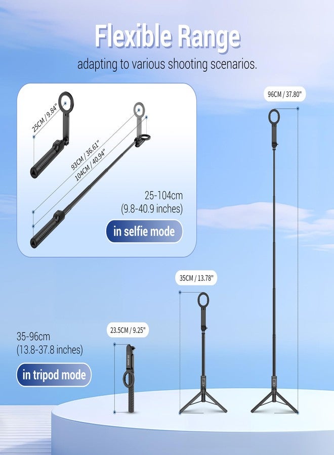 Kiorafoto 40.9" Magnetic Selfie Stick Tripod for Phone,Extendable Phone Tripod Stand with Detachable Wireless Remote & Magnet Clip Compatible with MagSafe for iPhone 17 16 15 14 13 Pro Max Plus Gopro&All Phones - Image 4