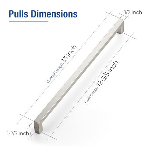 JOY DECOR 18 Pack Cabinet Handles1235 Inch Brushed Nickel Cabinet PullsKitchen Cabinet Handles Square Drawer Pulls Stainless Steel Drawer Hardware Handles 320mm Hole Centers - Image 3