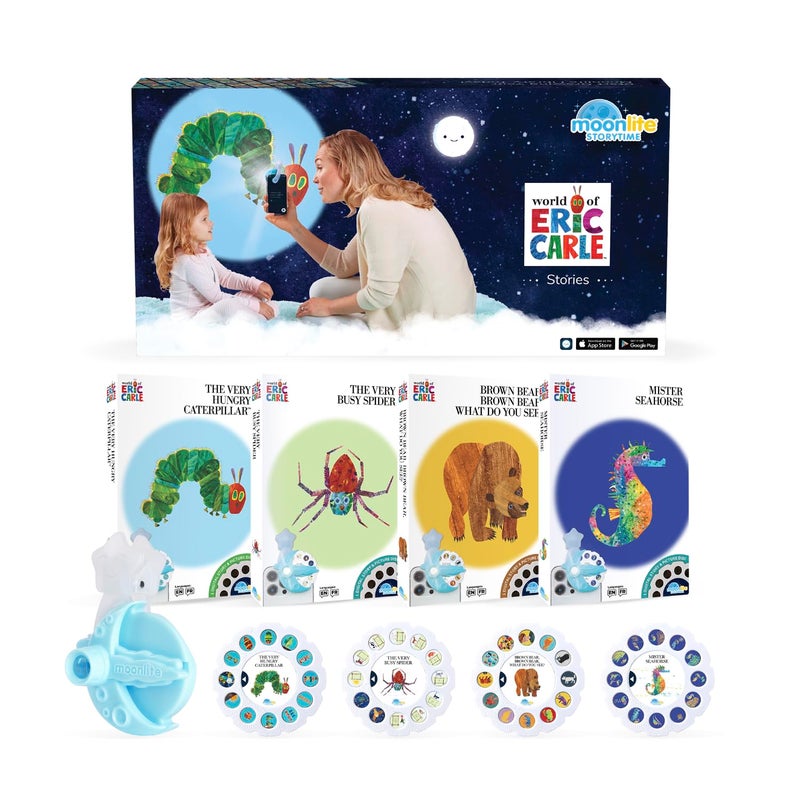 Moonlite Storytime Starter Pack with Smartphone Projector Picture Disc and Four Stories Ideal for Bedtime Storytime Family Travel and Thoughtful Eric Carle - Image 2