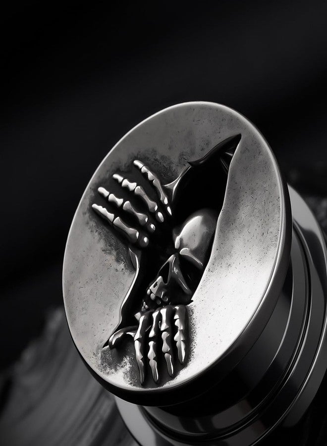 COOEAR Gothic Skull Ear Expander, Punk Rock Ear Gauges with Skeleton Hand Design, Stainless Steel Dark Horror Tunnel Plugs for Men & Women 6mm. - Image 4