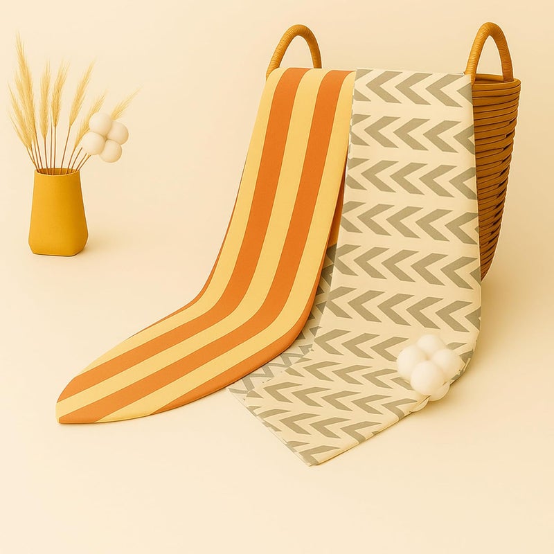 MAHAVEER COTTON منشفة استحمام للأطفال من قطن موسلين عضوي - عبوة من 2 قطعة، قماش قطن فاخر، قابلة للغسل، قابلة لإعادة الاستخدام، ماصة، فائقة النعومة 120 × 120 سم - تصميم متعدد الخطوط والسهام - Image 5