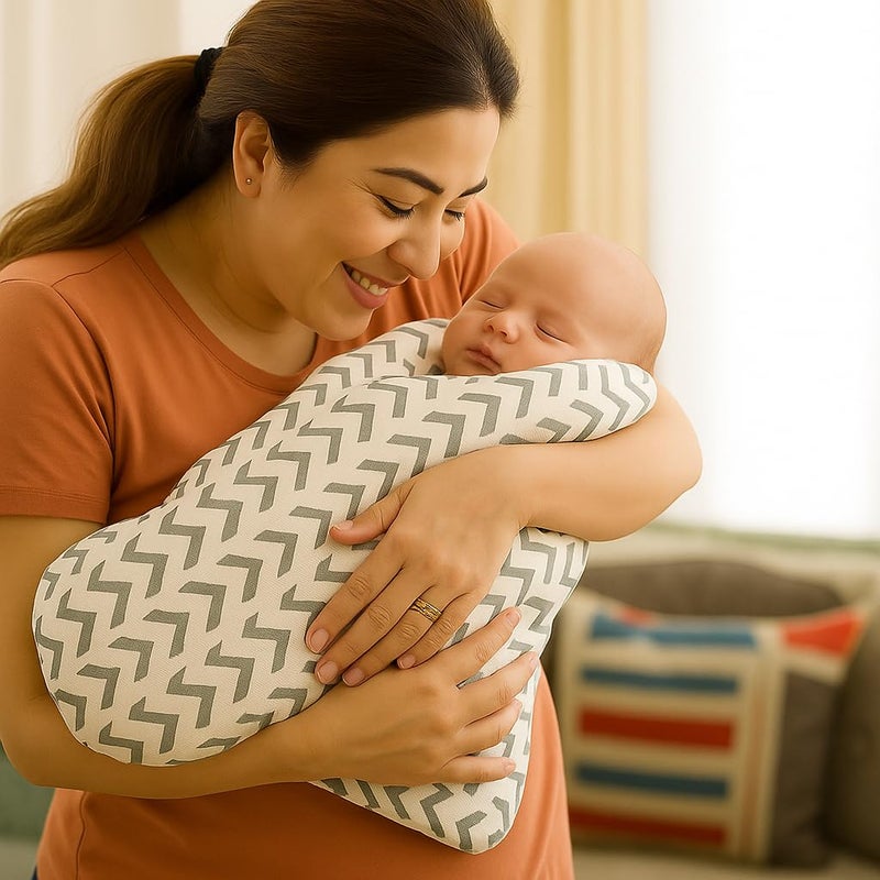 MAHAVEER COTTON منشفة استحمام للأطفال من قطن موسلين عضوي - عبوة من 2 قطعة، قماش قطن فاخر، قابلة للغسل، قابلة لإعادة الاستخدام، ماصة، فائقة النعومة 120 × 120 سم - تصميم متعدد الخطوط والسهام - Image 3