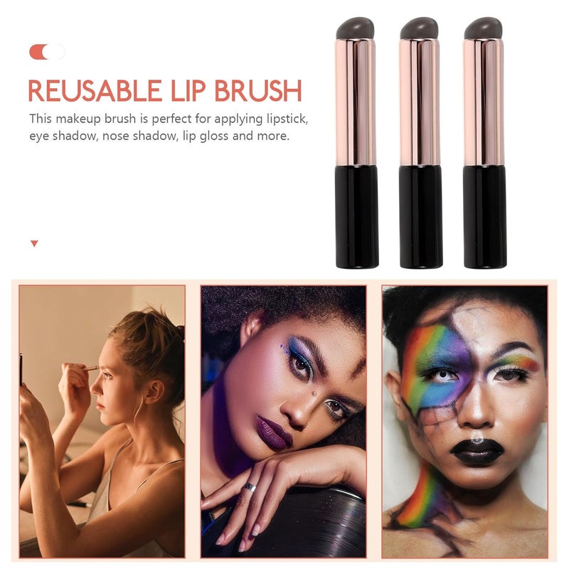 3 Pcs Silicone Lipstick Brush Set Reusable Lip Applicators for Women Makeup Tools Black Lip Concealer Smudge Brushes for Lipstick Application - Image 3