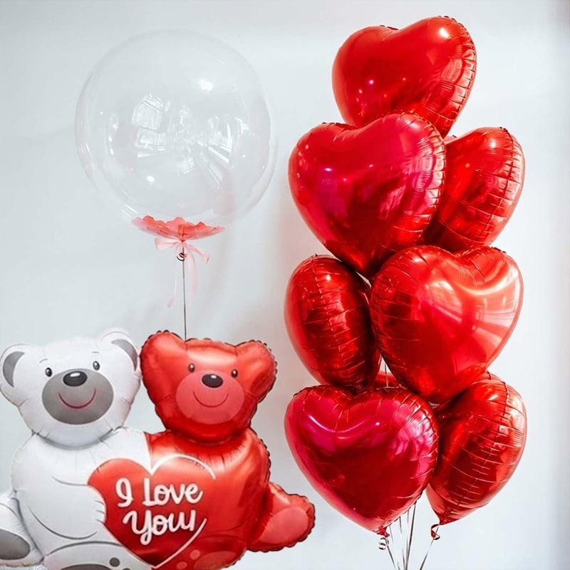 froufing I Love You Balloons red gold balloon heart Little Bear mylar balloons red rose petals Hearts for hotel Dec orations decorations Valentines Party Romantic Confession of love wedding anniversary - Image 3