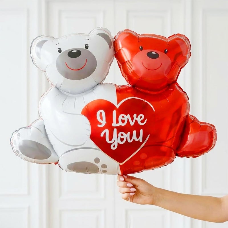 froufing I Love You Balloons red gold balloon heart Little Bear mylar balloons red rose petals Hearts for hotel Dec orations decorations Valentines Party Romantic Confession of love wedding anniversary - Image 4