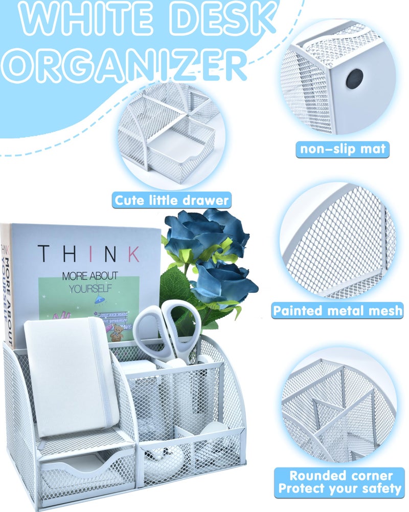 LXEVIHK White Desk Accessories, 25Pcs White Office Supplies and Desk Organizers, with Tape Dispenser, Stapler, Staple Remover, Ect, Gift Box Packaging - Image 2