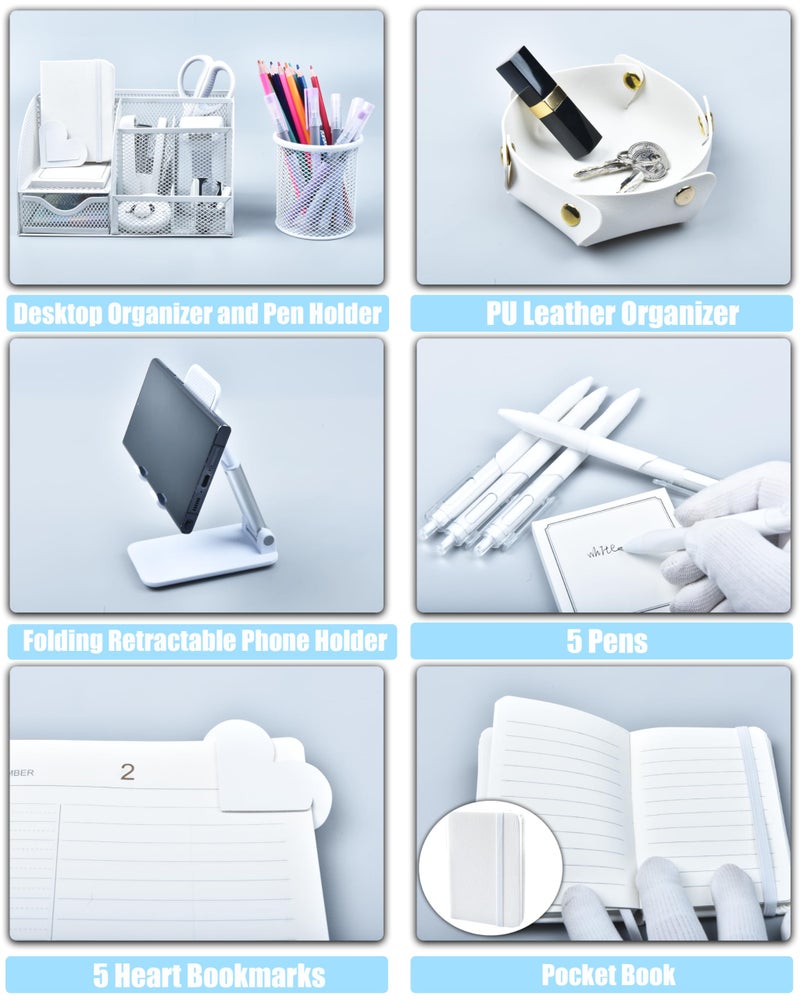 LXEVIHK White Desk Accessories, 25Pcs White Office Supplies and Desk Organizers, with Tape Dispenser, Stapler, Staple Remover, Ect, Gift Box Packaging - Image 5