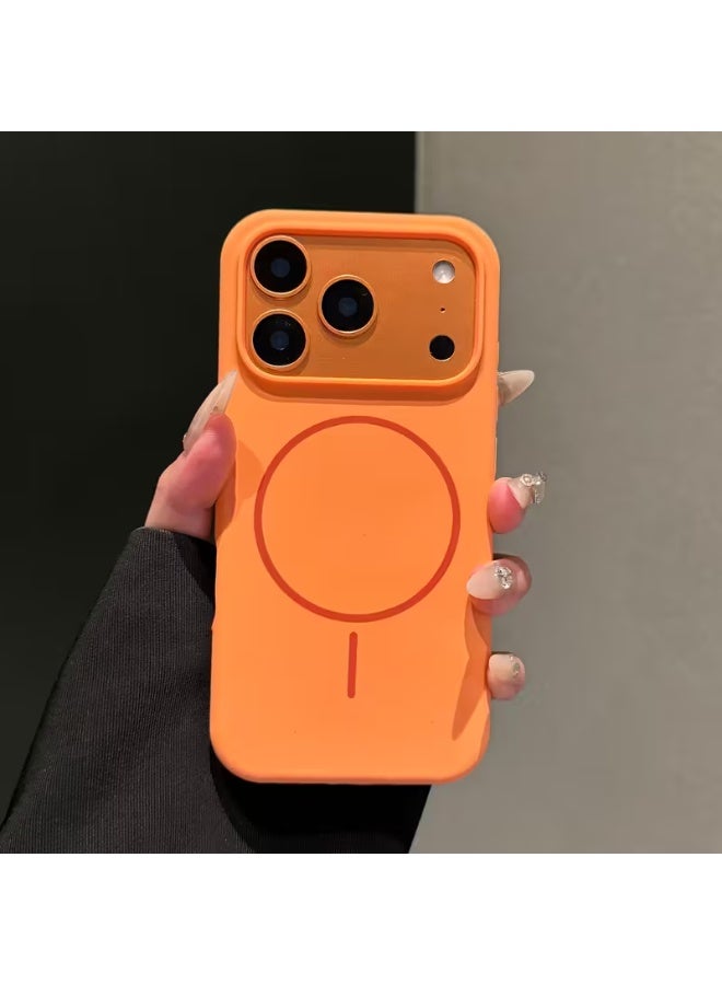 ACLIX Silicone Case for iPhone 17 Pro Max Case with MagSafe, Supports Magnetic Charging, Slim Liquid Silicone Case, Shock Proof Protection, (Orange).