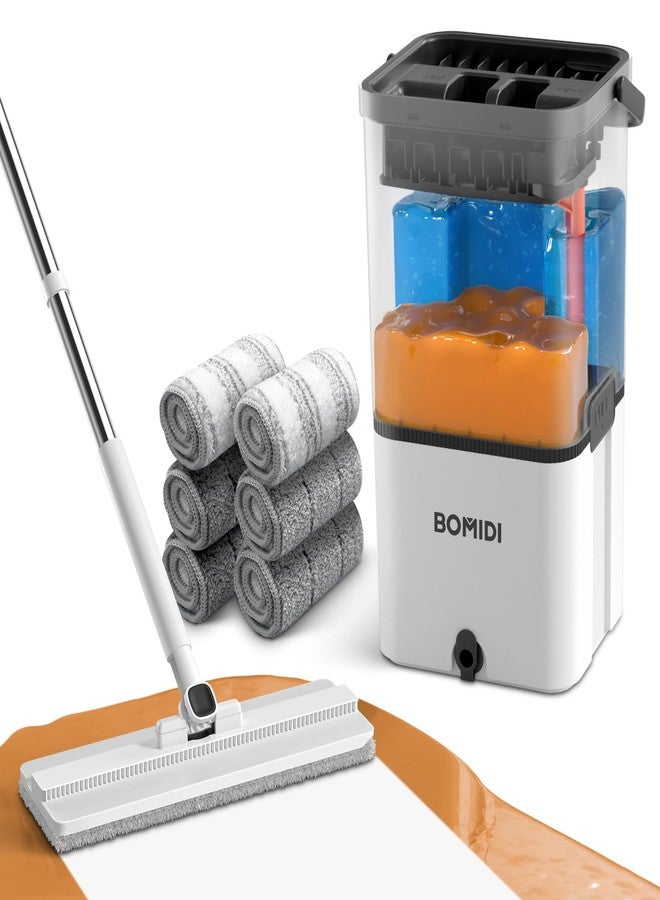 BOMIDI Mop and Bucket Set, Flat Microfiber Mops for Floor Cleaning, Wall Cleaner Mop and Bucket System with Wringer, Wet and Dry Use - Image 1