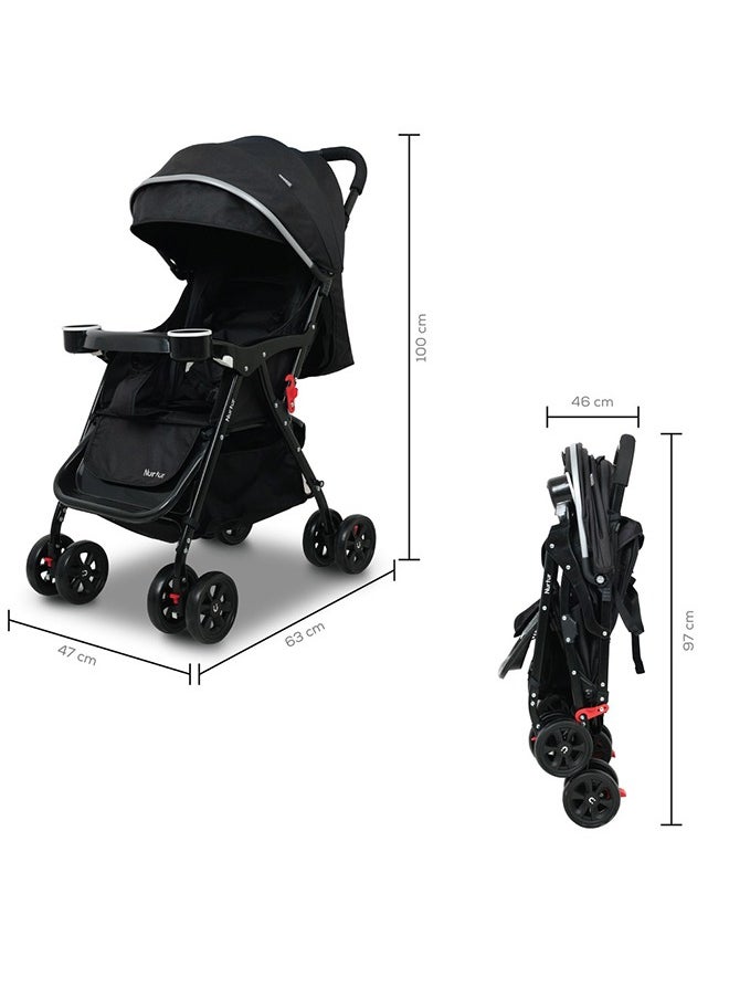 Nurtur - Baby Fully Adjustable Stroller With Storage Basket, Removable Food Tray, 5 Point Safety Harness, Compact Design Shoulder Strap, 0 To 3 Years - Image 1
