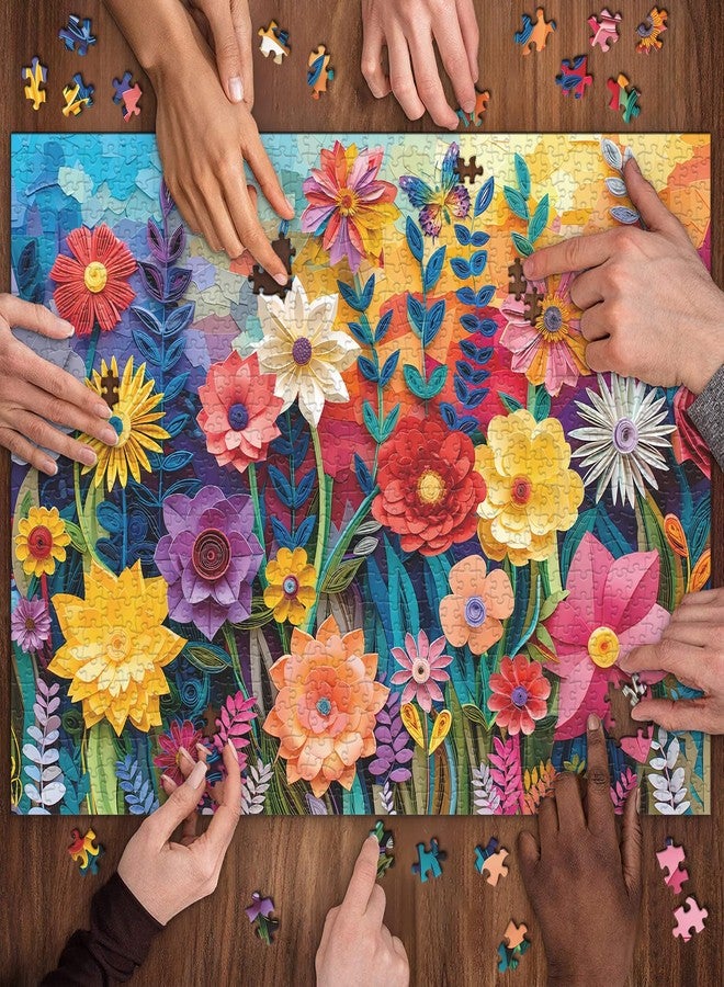 PPuzzling Flower Puzzles for Adults 1000 Pieces, Colorful Plant Puzzle Flower Butterfly Art Puzzle, Paper Quilling Spring Floral Garden Jigsaw Puzzle Challenging Puzzles for Adults - Image 5