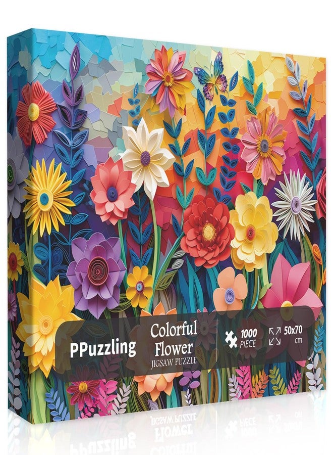 PPuzzling Flower Puzzles for Adults 1000 Pieces, Colorful Plant Puzzle Flower Butterfly Art Puzzle, Paper Quilling Spring Floral Garden Jigsaw Puzzle Challenging Puzzles for Adults - Image 2
