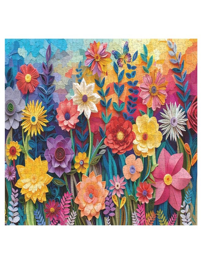 PPuzzling Flower Puzzles for Adults 1000 Pieces, Colorful Plant Puzzle Flower Butterfly Art Puzzle, Paper Quilling Spring Floral Garden Jigsaw Puzzle Challenging Puzzles for Adults - Image 1