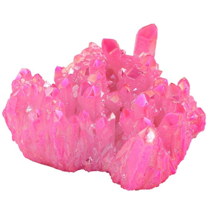 HEALING CRYSTAL NATURAL TITANIUM COATED FUCHSIA ROCK QUARTZ CLUSTER GEODE DRUZY HOME DECORATION GEMSTONE SPECIMEN