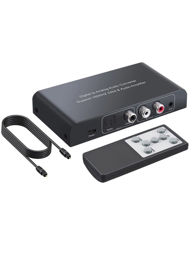 PROZOR DAC Converter 192KHz Coaxial Optical Toslink SPDIF to RCA 3.5mm with Volume Adjust Remote Control Digital to Analog Audio Converter with Optical Cable for PS3/PS4 Blue-ray TV DVD - Image 1