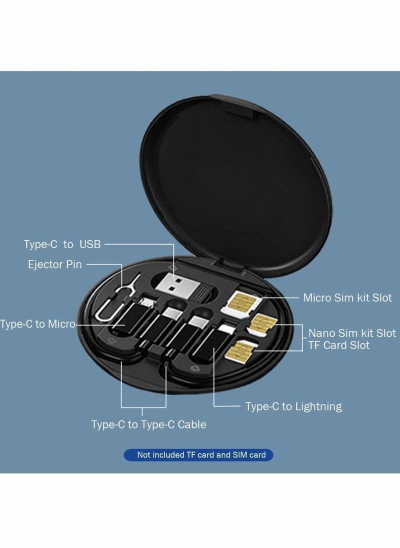 KASTWAVE - USB Cable Conversion Storage Box,Multi-type Charging Cable Converter, Micro DataTransfer Tool Contains SIM Card Slot Tray Eject Pin,also used as a Phone Holder (Black) - Image 1