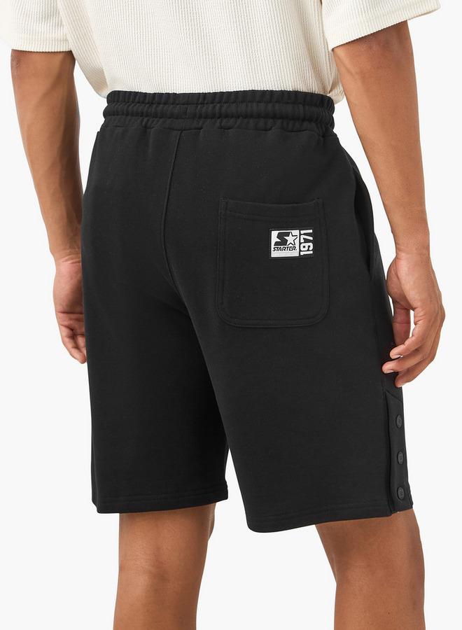 Starter Button Detail Shorts with Drawstring Closure and Pockets - Image 3