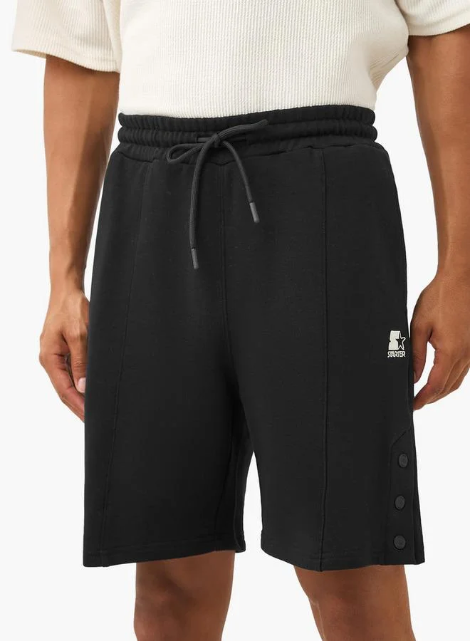 ستارتر شورت بخصر مطاطي وجيوب بتفاصيل زر البدء