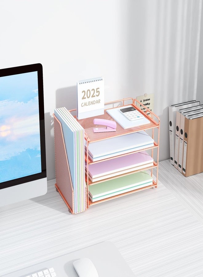 Spacrea Desk Organizers and Accessories, Paper Organizer for Desk with File organizer, Desk Accessories & Workspace Organizers for Office Supplies (Rose Gold) - Image 4