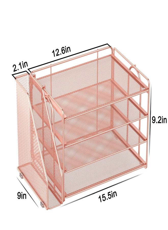 Spacrea Desk Organizers and Accessories, Paper Organizer for Desk with File organizer, Desk Accessories & Workspace Organizers for Office Supplies (Rose Gold) - Image 5