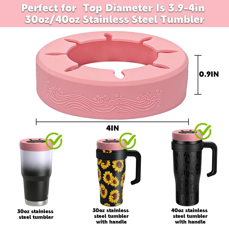 XccMe Reusable Silicone Tumbler Ring,2Pack BPA-Free Iced Coffee Sleeve for 30oz YETI/RTIC/BJPKPK Tumblers, Fits 3.9-4 Inch Cup Mouth, Dishwasher Safe,for Most 30oz Stainless Steel Tumbler - Image 2