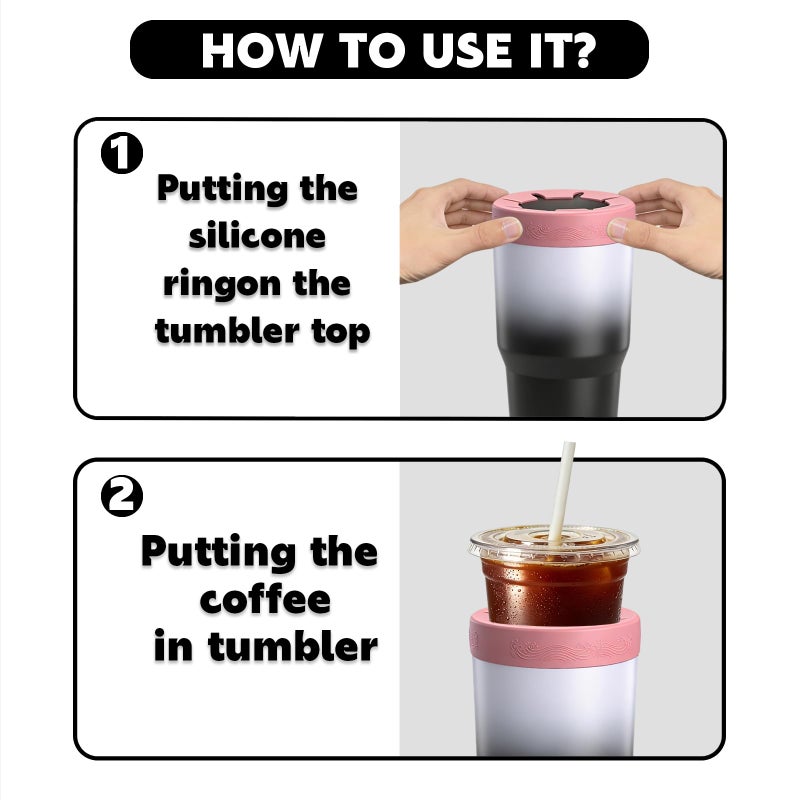 XccMe Reusable Silicone Tumbler Ring,2Pack BPA-Free Iced Coffee Sleeve for 30oz YETI/RTIC/BJPKPK Tumblers, Fits 3.9-4 Inch Cup Mouth, Dishwasher Safe,for Most 30oz Stainless Steel Tumbler - Image 3