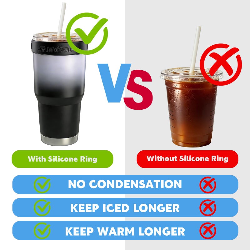 XccMe Reusable Silicone Tumbler Ring,2Pack BPA-Free Iced Coffee Sleeve for 30oz YETI/RTIC/BJPKPK Tumblers, Fits 3.9-4 Inch Cup Mouth, Dishwasher Safe,for Most 30oz Stainless Steel Tumbler - Image 4