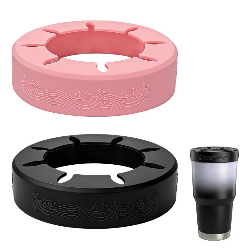 XccMe Reusable Silicone Tumbler Ring,2Pack BPA-Free Iced Coffee Sleeve for 30oz YETI/RTIC/BJPKPK Tumblers, Fits 3.9-4 Inch Cup Mouth, Dishwasher Safe,for Most 30oz Stainless Steel Tumbler - Image 1