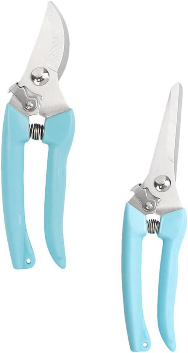 2pcs Garden Pruning Shears Branch and Fruit Tree Pruning Scissors with Curved and Straight Blades Portable Gardening Twigs Cutting Tools for Home Use - Image 1