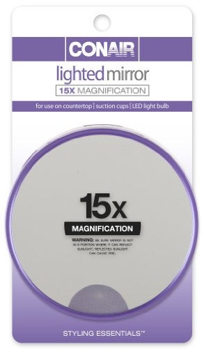 Conair 15x Magnification Lighted Suction Cup Mirror, Colors May Vary (Pack of 2) - Image 5