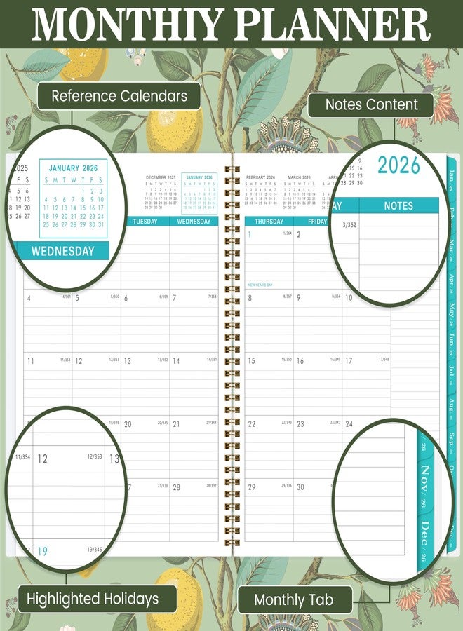 Shoparr 2026 Monthly Planner - 2026 Planner, JAN 2026 - DEC 2026, 2026 Monthly Planners 9" x 11" with Colorful Tabs, 12-Month Planner/Calendar with Contacts & Passwords &Thick Paper - Bird - Image 4