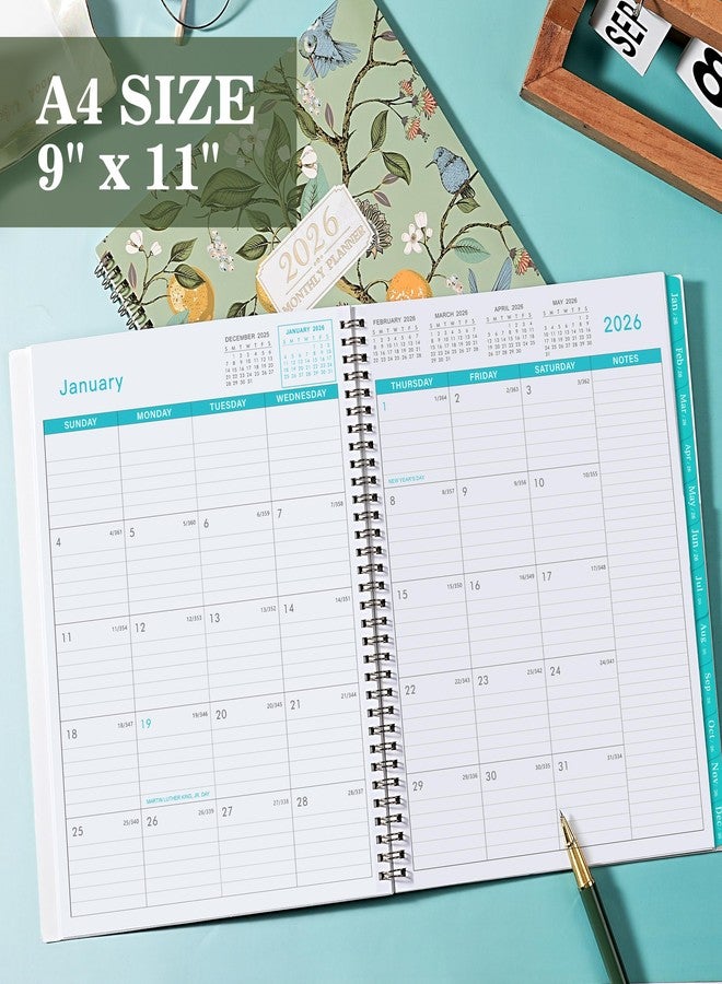 Shoparr 2026 Monthly Planner - 2026 Planner, JAN 2026 - DEC 2026, 2026 Monthly Planners 9" x 11" with Colorful Tabs, 12-Month Planner/Calendar with Contacts & Passwords &Thick Paper - Bird - Image 3
