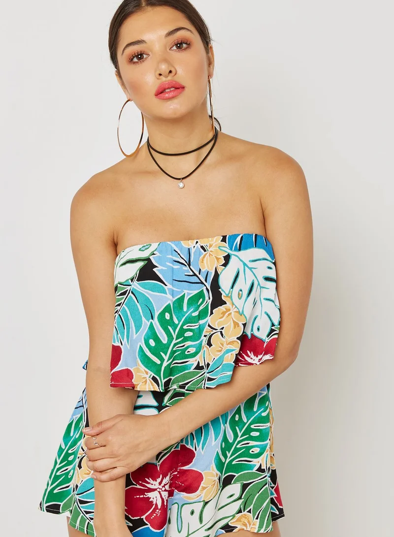 FOREVER 21 Bandeau Printed Playsuit