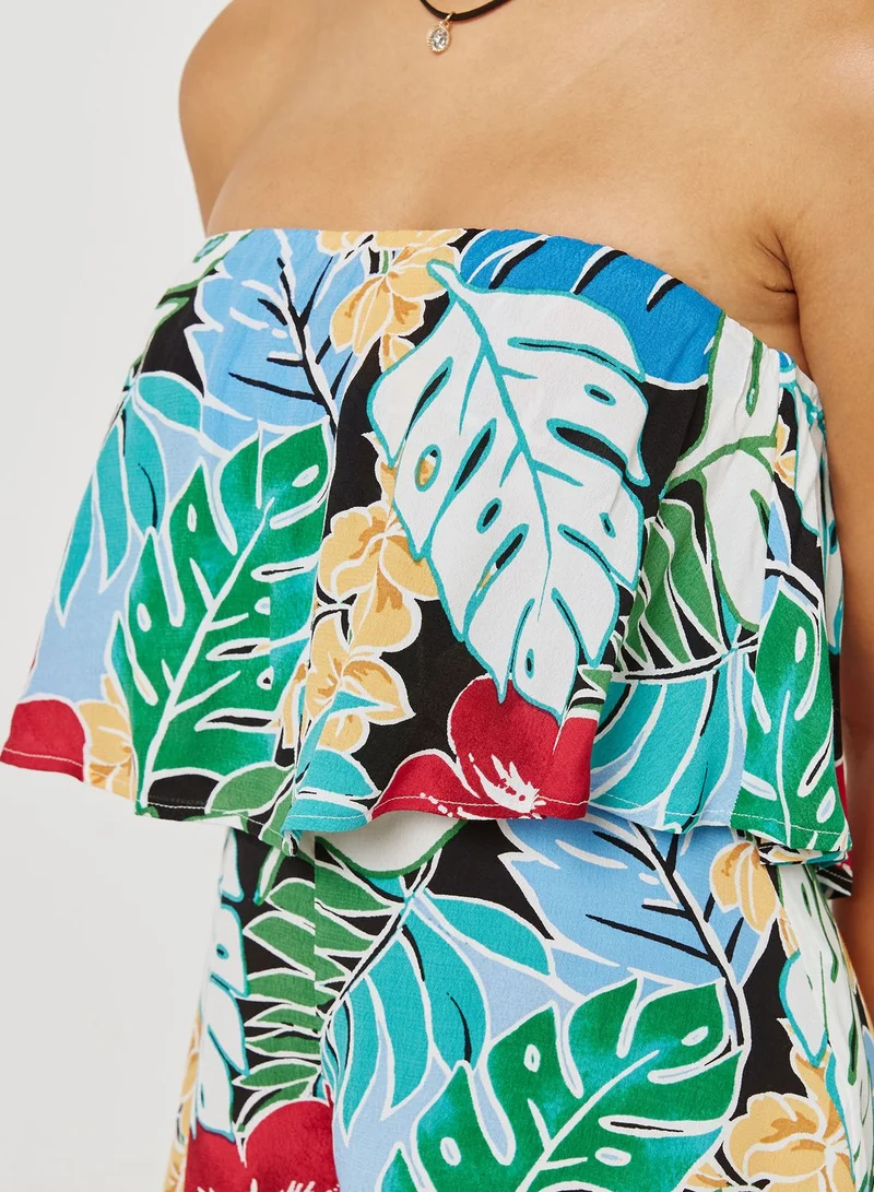 FOREVER 21 Bandeau Printed Playsuit