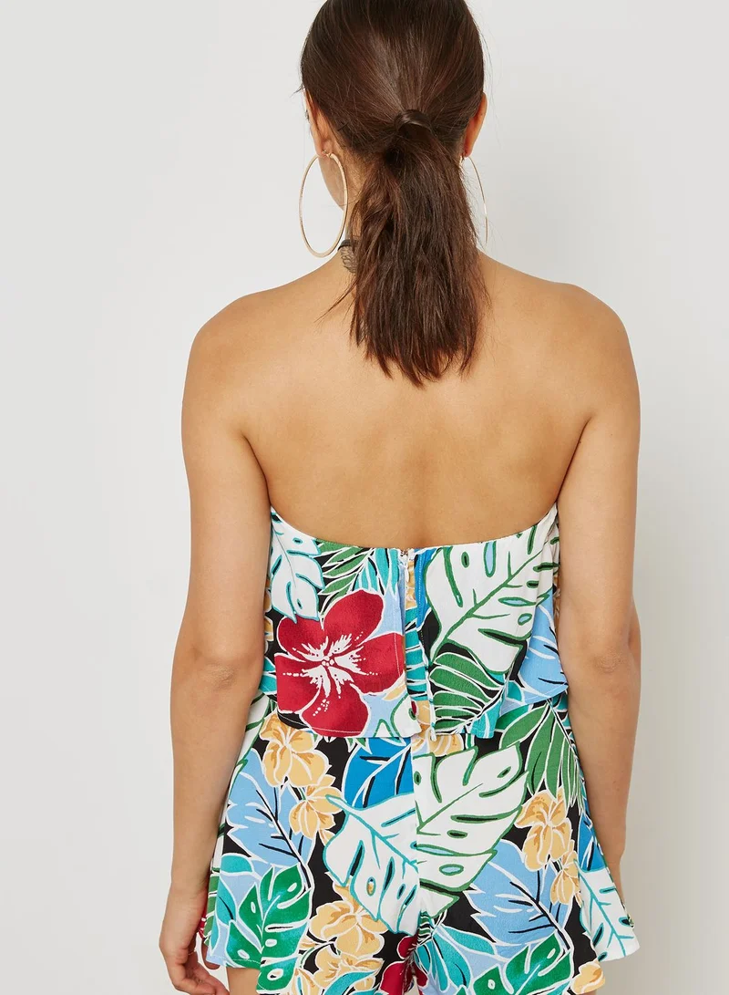 FOREVER 21 Bandeau Printed Playsuit