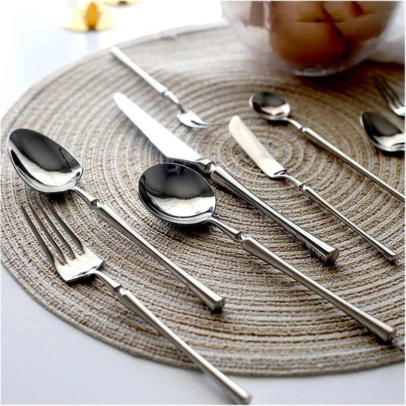 304 Mirror Stainless Steel Dinner Knife Fork Spoon Dinnerware Set Luxury Cutlery Silverware Steak Coffee Dessert Fruit Tableware(Dessert fork) - Image 1
