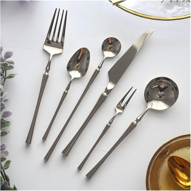 304 Mirror Stainless Steel Dinner Knife Fork Spoon Dinnerware Set Luxury Cutlery Silverware Steak Coffee Dessert Fruit Tableware(Dessert fork) - Image 3