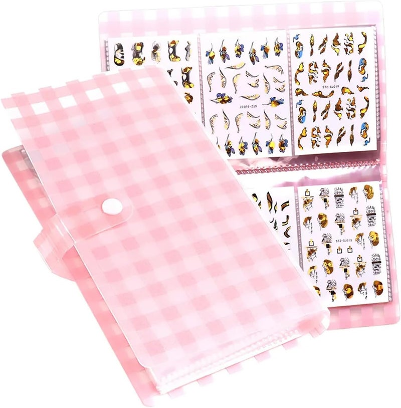 DANNEASY 120 Slots Collecting Album for Nail Polish Strips Full Nail Wraps Toenail Stickers Storage Empty Storage Binder Book Water Transfer Nail Decals Storage Book Tools Nail Accessories - Plaid