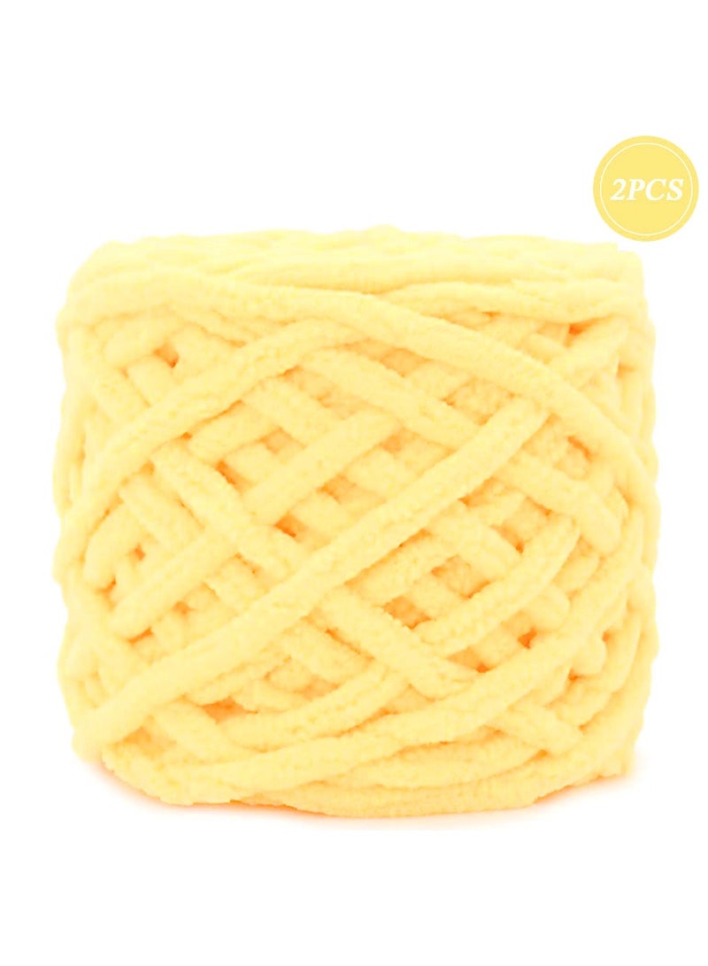 MileMelo 2-Piece Knitting Wool Yarn,Knitting Yarn Coarse Yarn for Crochet, Soft Chunky Yarn for Projects Making Plush Balls Handmade Bags Sweaters Shoes Hats Blankets Scarves Yellow  - Image 1