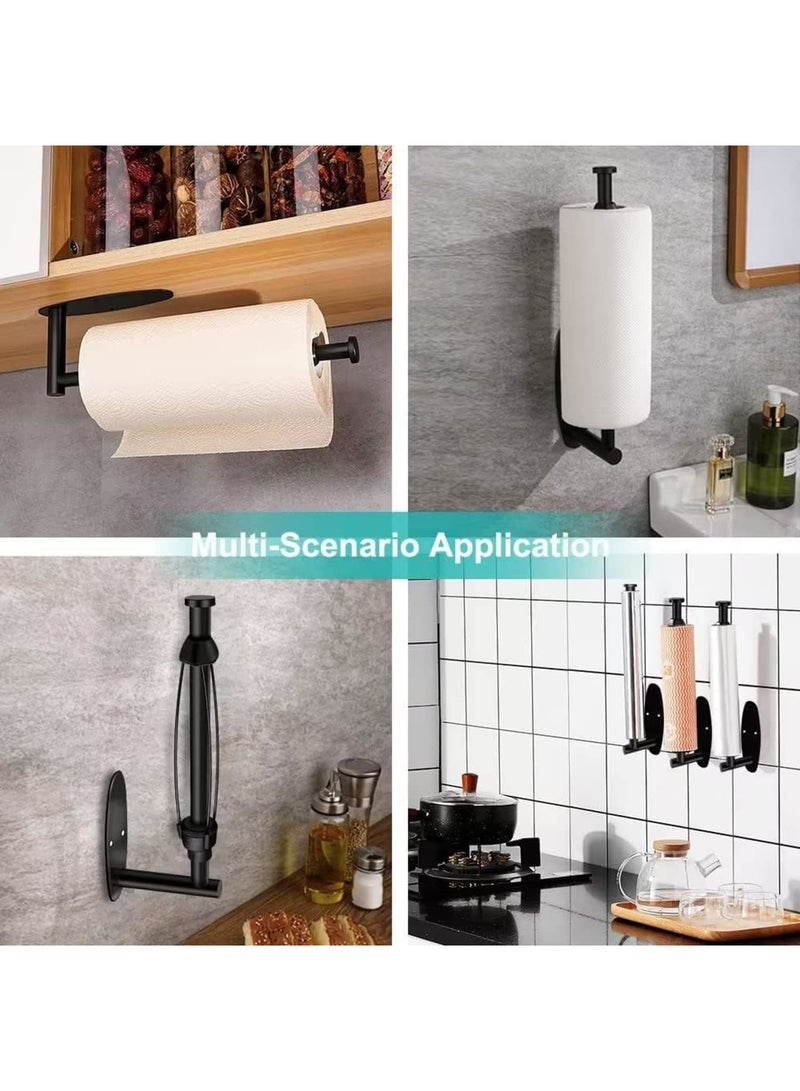 SOLARAE حامل مناديل ورقية تحت الخزانة، حامل لفائف ورقية مثبت على الحائط من الفولاذ المقاوم للصدأ، مع تأثير تخميد، ذاتي اللصق أو مثقوب للمطبخ والحمام، ترقية فضية - Image 4