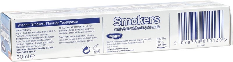 Wisdom 50 ml Smokers AntiStain Whitening Toothpaste Pack of 4 - Image 4