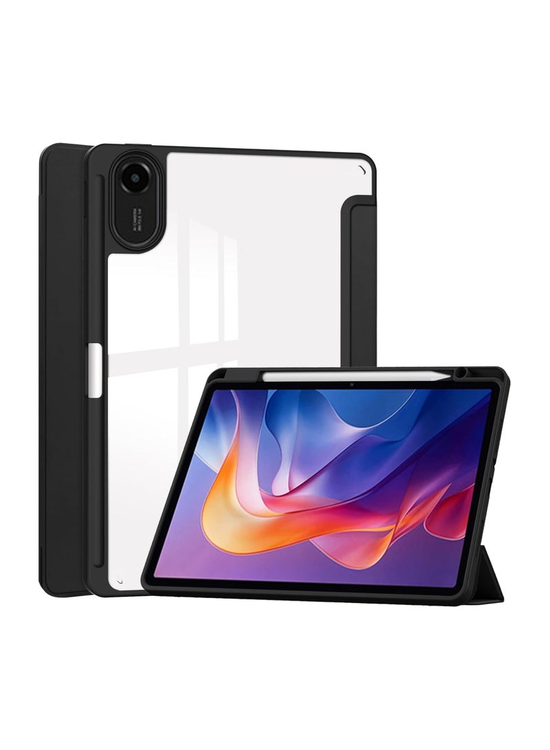 VKL Translucent Case Compatible with Xiaomi Redmi Pad 2 11 Inch 2025 with Transparent Back Cover and Folding Stand Cover with Pen Holder, Automatic Sleep/wake-up (Black) - Image 1