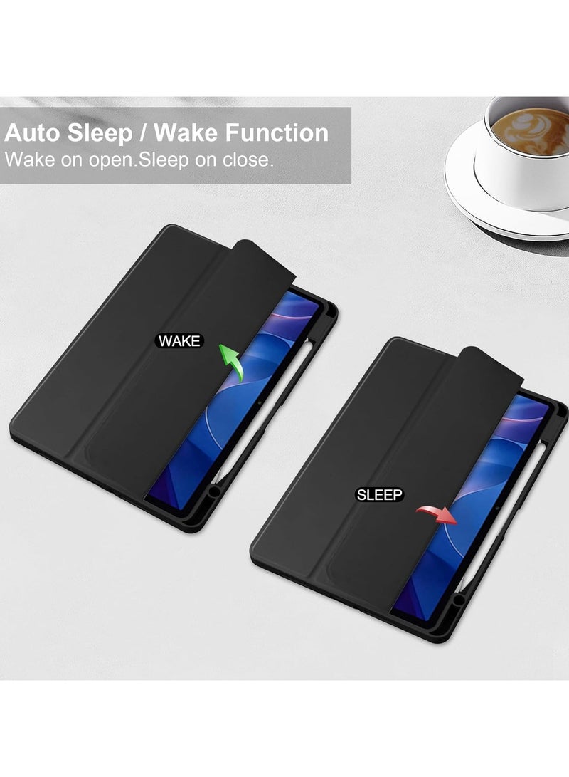 VKL Translucent Case Compatible with Xiaomi Redmi Pad 2 11 Inch 2025 with Transparent Back Cover and Folding Stand Cover with Pen Holder, Automatic Sleep/wake-up (Black) - Image 2