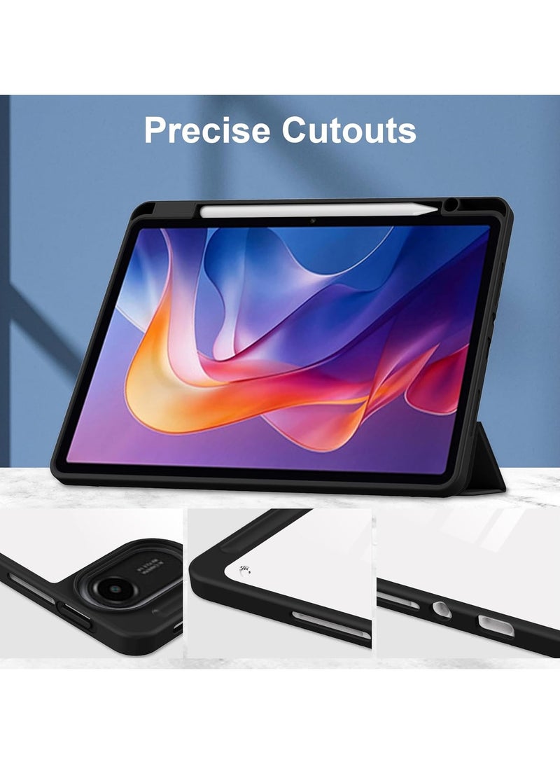 VKL Translucent Case Compatible with Xiaomi Redmi Pad 2 11 Inch 2025 with Transparent Back Cover and Folding Stand Cover with Pen Holder, Automatic Sleep/wake-up (Black) - Image 4