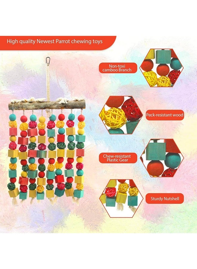 MQ Large Bird Parrot Toy,Bird Chewing Toy Natural Wooden Wooden Blocks Takraw Parrot Cage Bite Toy Suits for Large Medium Birds Macaws African Grey Cockatoos Amazon Parrots - Image 4