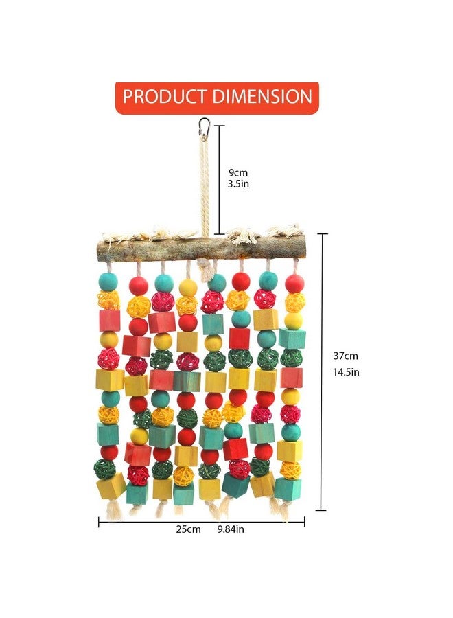 MQ Large Bird Parrot Toy,Bird Chewing Toy Natural Wooden Wooden Blocks Takraw Parrot Cage Bite Toy Suits for Large Medium Birds Macaws African Grey Cockatoos Amazon Parrots - Image 2