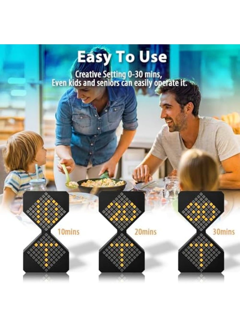 SYOSI LED Digital Hourglass Timer with Gravity Sensor, Adjustable 1-30 Minute Countdown, Electronic Sand Timer for Sensory Relaxation, DIY Projects, Kitchen Use, Home Office and Room Decor (Black) - Image 2