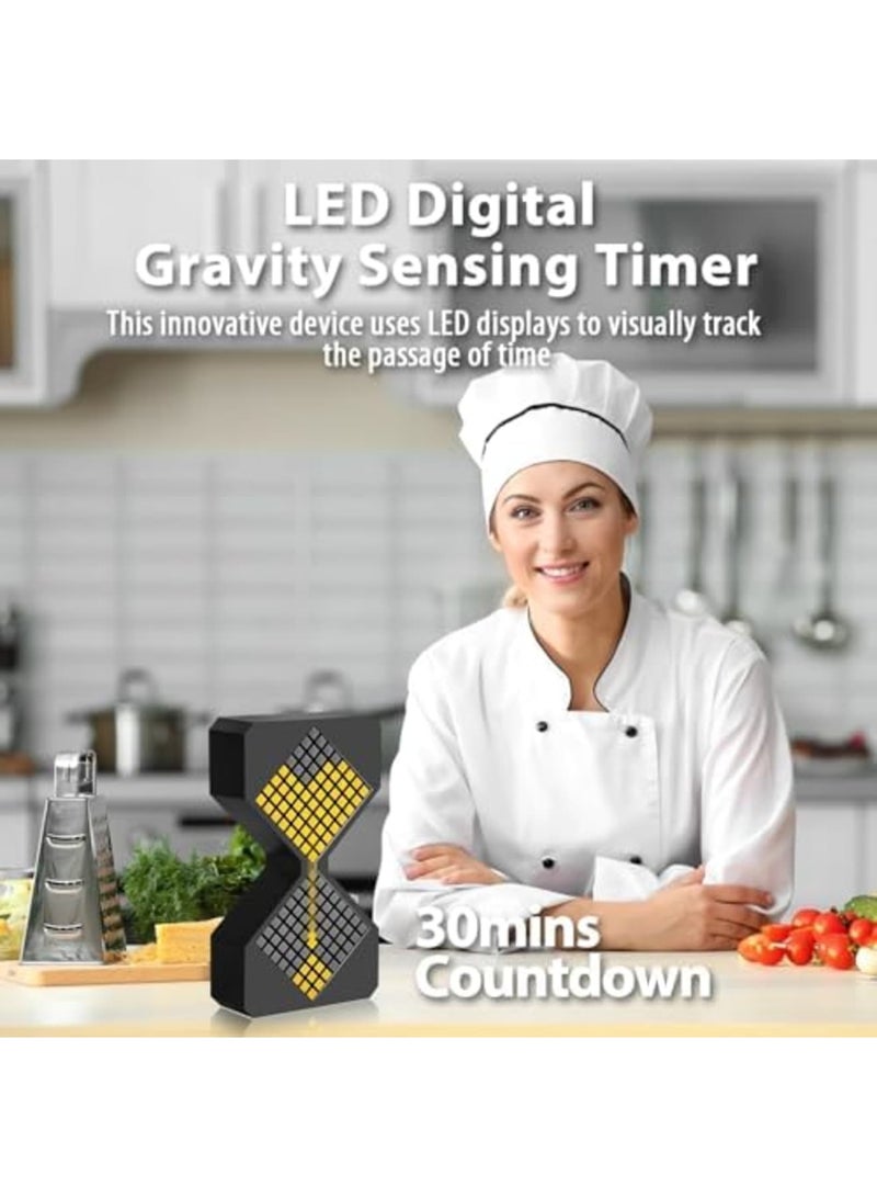 SYOSI LED Digital Hourglass Timer with Gravity Sensor, Adjustable 1-30 Minute Countdown, Electronic Sand Timer for Sensory Relaxation, DIY Projects, Kitchen Use, Home Office and Room Decor (Black) - Image 5