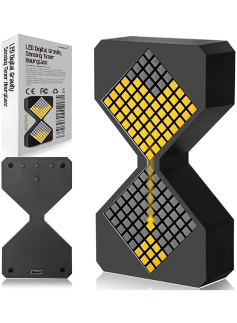 SYOSI LED Digital Hourglass Timer with Gravity Sensor, Adjustable 1-30 Minute Countdown, Electronic Sand Timer for Sensory Relaxation, DIY Projects, Kitchen Use, Home Office and Room Decor (Black) - Image 1