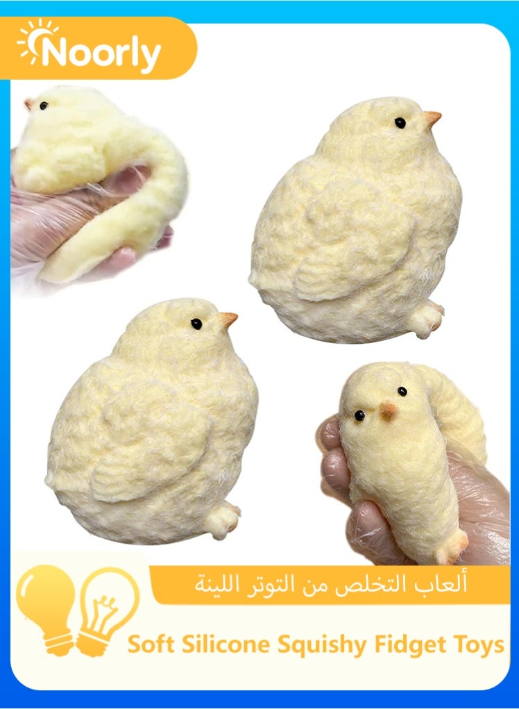نورلي 2Pcs Soft Silicone Squishy Fidget Toys, Kawaii Chick Squishy Toy for Stress Relief, Soft Silicone Fidget Toy for Kids and Adults – Cute Squeeze Sensory Toys for Anxiety, Focus u0026 Relaxation - Image 1